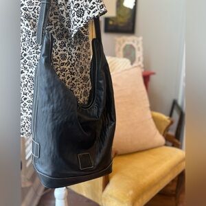 MedallionY2K Black Leather Shoulder Bag. 26” T Boho | Soft | Vintage EUC